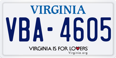 VA license plate VBA4605