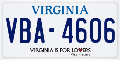 VA license plate VBA4606