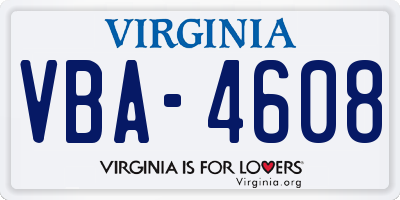VA license plate VBA4608