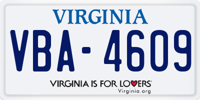 VA license plate VBA4609