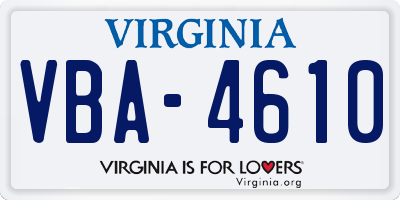 VA license plate VBA4610