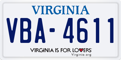 VA license plate VBA4611