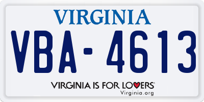 VA license plate VBA4613