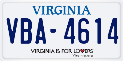 VA license plate VBA4614