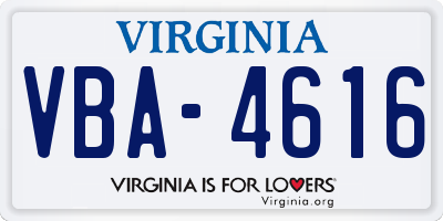 VA license plate VBA4616