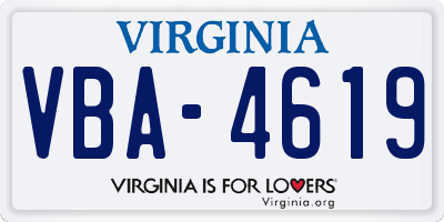 VA license plate VBA4619