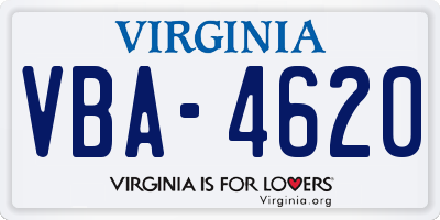 VA license plate VBA4620