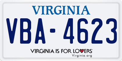 VA license plate VBA4623