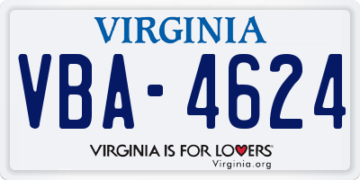 VA license plate VBA4624