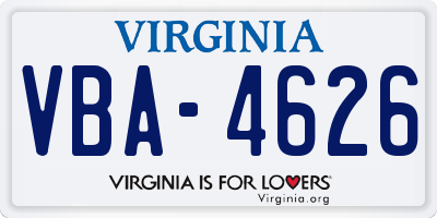 VA license plate VBA4626