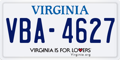 VA license plate VBA4627