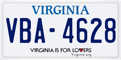 VA license plate VBA4628