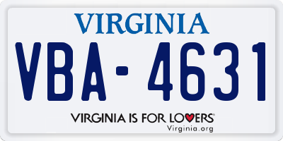 VA license plate VBA4631