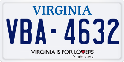 VA license plate VBA4632