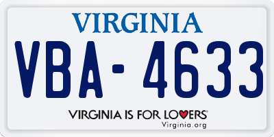 VA license plate VBA4633