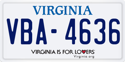 VA license plate VBA4636