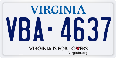 VA license plate VBA4637