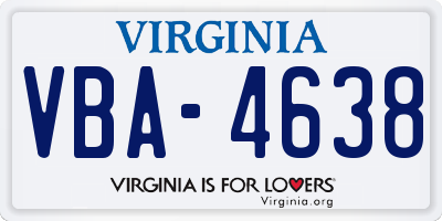VA license plate VBA4638