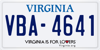 VA license plate VBA4641