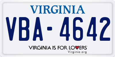 VA license plate VBA4642