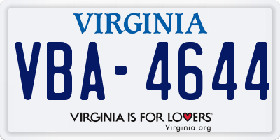VA license plate VBA4644