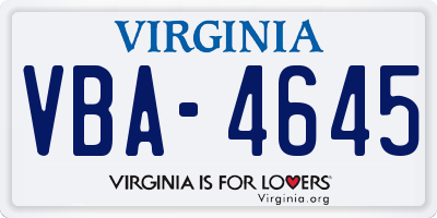 VA license plate VBA4645