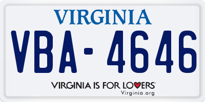 VA license plate VBA4646