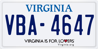 VA license plate VBA4647
