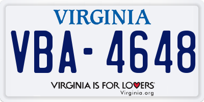 VA license plate VBA4648