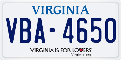 VA license plate VBA4650