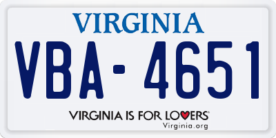 VA license plate VBA4651