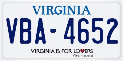 VA license plate VBA4652