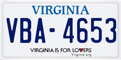 VA license plate VBA4653