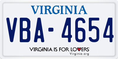 VA license plate VBA4654