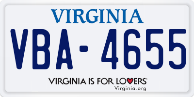 VA license plate VBA4655