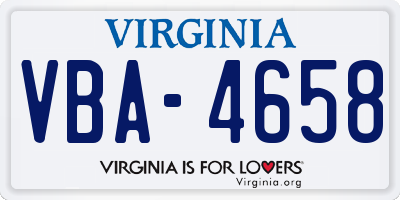 VA license plate VBA4658