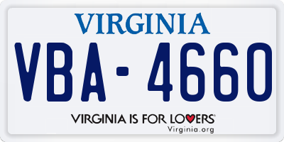 VA license plate VBA4660