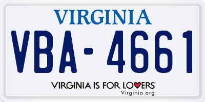 VA license plate VBA4661