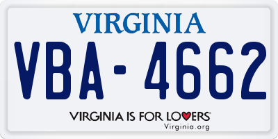 VA license plate VBA4662