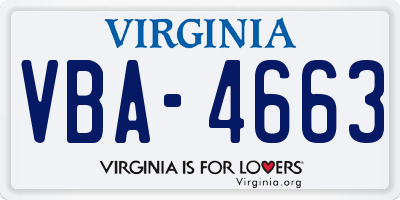 VA license plate VBA4663