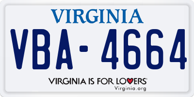 VA license plate VBA4664