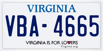VA license plate VBA4665