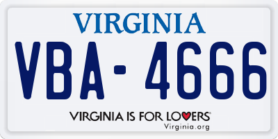 VA license plate VBA4666