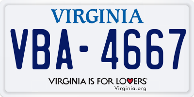 VA license plate VBA4667