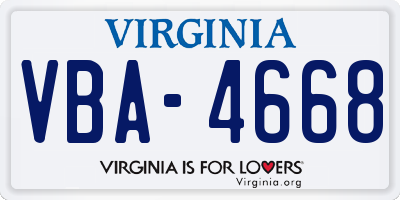 VA license plate VBA4668