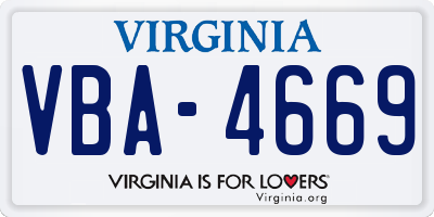 VA license plate VBA4669