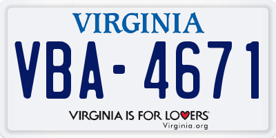 VA license plate VBA4671