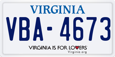 VA license plate VBA4673