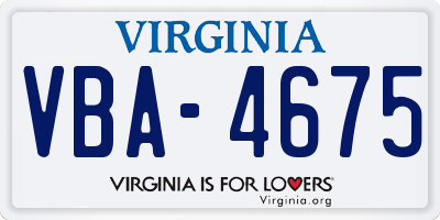 VA license plate VBA4675