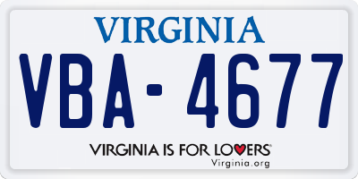 VA license plate VBA4677